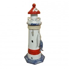 Faro bianco rosso e blu con decorazioni di pesci